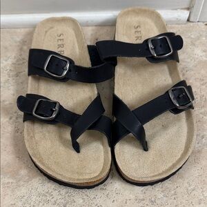 Serra Black Buckle Sandals